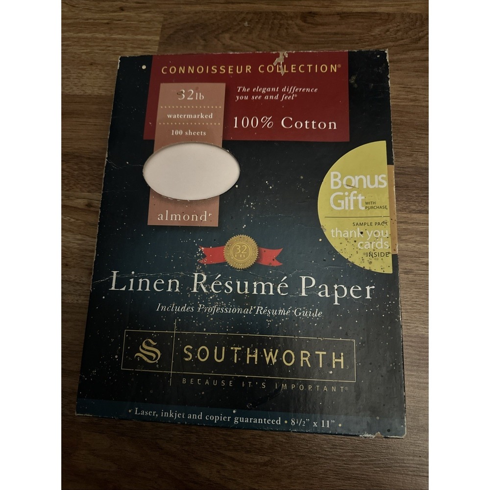 Southworth Connoisseur Collection  100% Cotton Almond Color Resume Paper NEW